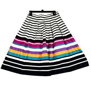 Banana Republic Skirt Women's 4 Multicolor Striped A-Line Classy Cotton Pleated